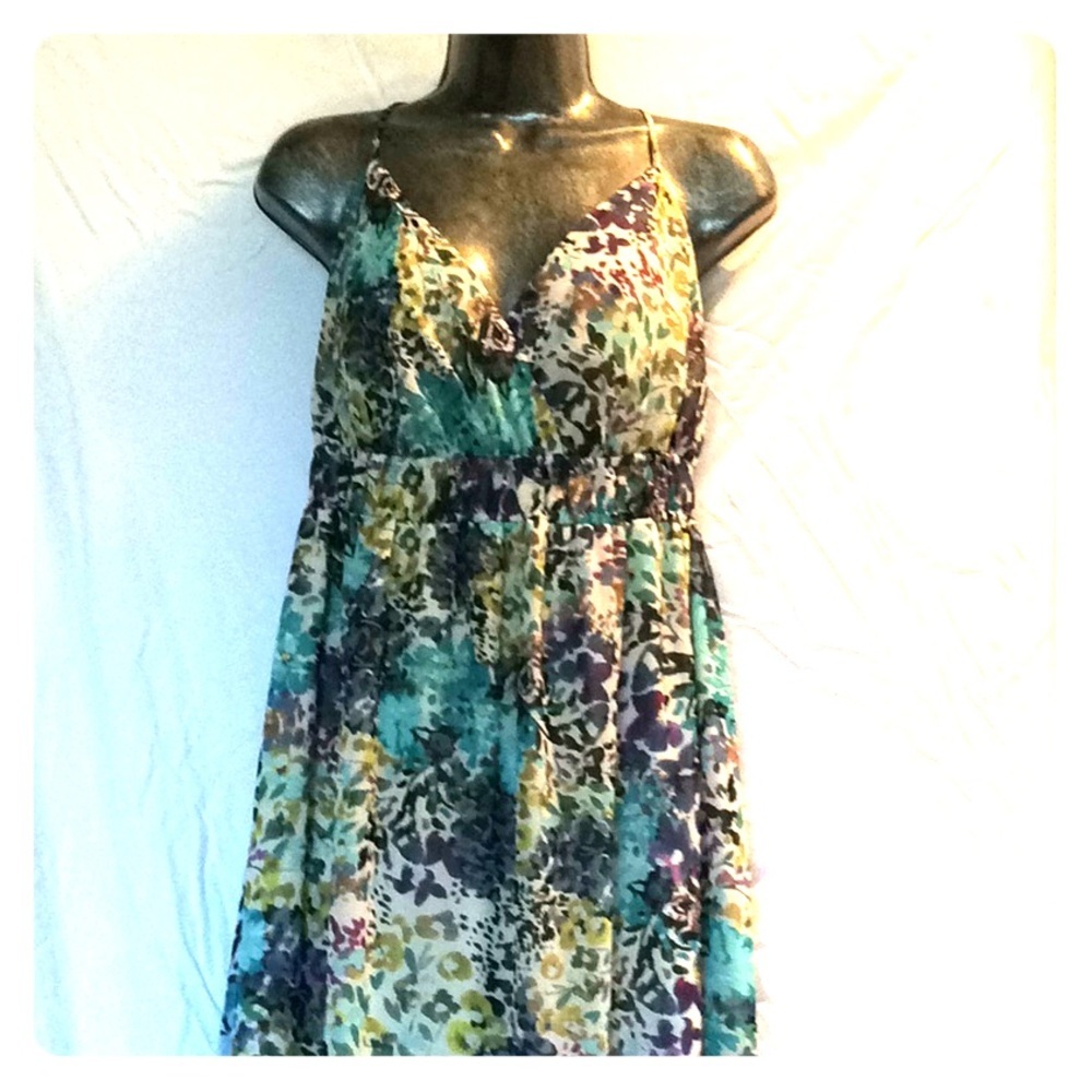 🐞 Spaghetti-strap multi colored maxi sundress
